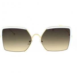 Rectangular Womens Rectangular Double Rim Squared Butterfly Chic Sunglasses - Gold White Brown - CP18S7C7NTU $24.74