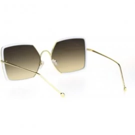 Rectangular Womens Rectangular Double Rim Squared Butterfly Chic Sunglasses - Gold White Brown - CP18S7C7NTU $13.37