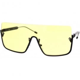 Oversized Funky Upside Down Half Rim Shield Rectangular Sunglasses - Black Yellow - CE18T63IIDQ $12.39