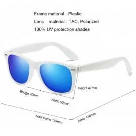 Square Vintage Retro HD Polarized Classic Sunglasses Tac Lens - White Frame-blue Mirrored - CN18LL89N7O $11.72