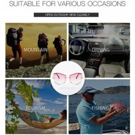 Goggle Polarized Hexagonal Sunglasses-Photochromic Rimless Shade Glasses-Mirror Lens - B - C1190EDE36K $58.13