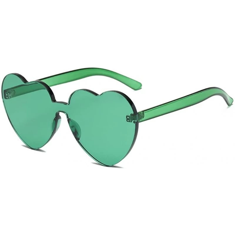 Round Heart Shaped Rimless Sunglasses Candy Steampunk Lens for women girl - Green - C918DL7YIR2 $18.21