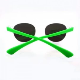 Round Multicolor Mirror Lens Round Horn Rim Fashion Sunglasses Thin Light Frame - Green - CX11W8F1BHD $8.66
