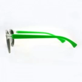 Round Multicolor Mirror Lens Round Horn Rim Fashion Sunglasses Thin Light Frame - Green - CX11W8F1BHD $8.66