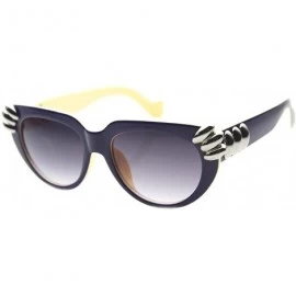 Oversized Fashion U Shaped Metal Claw Detailed Sunglasses - Blue-cream Lavender - CI11YLS0RK7 $8.27