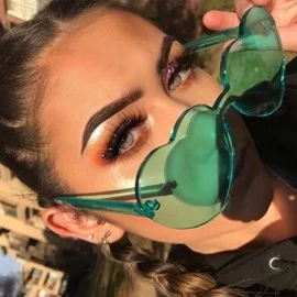 Round Heart Shaped Rimless Sunglasses Candy Steampunk Lens for women girl - Green - C918DL7YIR2 $18.21