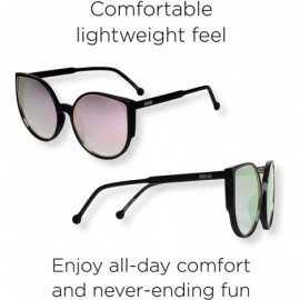 Cat Eye Oversize Flat Cat-Eye Retro Sunglasses with Metal Rim Accent Front and Reflective Lens (Piper) - Black - CG18HZ3M72Q ...