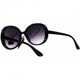 Butterfly Womens Round Reptile Leather Trim Designer Butterfly Sunglasses - Black Beige - CU12KRWRUCX $10.16