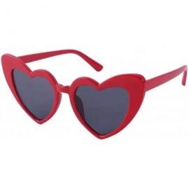 Oversized Heart Sunglasses Retro Cat Eye Mod Style Vintage Kurt Cobain Glasses - Red Frame/ Black Lens - CV18Z98D2CC $19.13