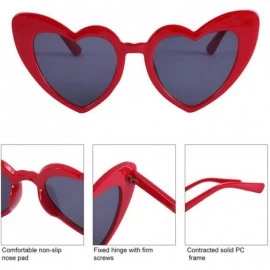 Oversized Heart Sunglasses Retro Cat Eye Mod Style Vintage Kurt Cobain Glasses - Red Frame/ Black Lens - CV18Z98D2CC $9.69