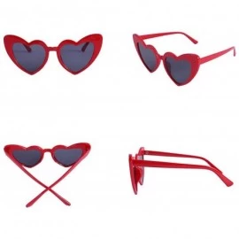 Oversized Heart Sunglasses Retro Cat Eye Mod Style Vintage Kurt Cobain Glasses - Red Frame/ Black Lens - CV18Z98D2CC $9.69