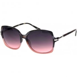 Square Womens Designer Style Sunglasses Slightly Curved Square Frame UV 400 - Tortoise Pink (Smoke Pink) - CL18U0W4KA3 $21.83