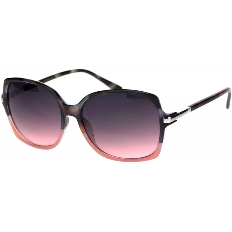 Square Womens Designer Style Sunglasses Slightly Curved Square Frame UV 400 - Tortoise Pink (Smoke Pink) - CL18U0W4KA3 $13.39