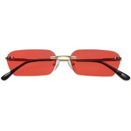 Rimless Square Sunglasses Rimless Sunglasses Small Shades UV400 VL9522E HALFWAY - C2 Red Lens - CW198CIGO4E $28.01
