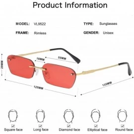 Rimless Square Sunglasses Rimless Sunglasses Small Shades UV400 VL9522E HALFWAY - C2 Red Lens - CW198CIGO4E $25.65
