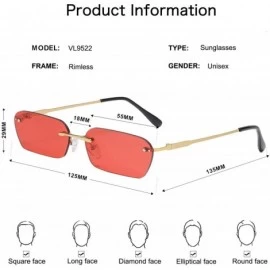 Rimless Square Sunglasses Rimless Sunglasses Small Shades UV400 VL9522E HALFWAY - C2 Red Lens - CW198CIGO4E $14.51