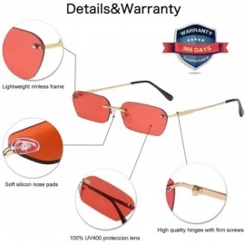 Rimless Square Sunglasses Rimless Sunglasses Small Shades UV400 VL9522E HALFWAY - C2 Red Lens - CW198CIGO4E $14.51