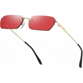 Rimless Square Sunglasses Rimless Sunglasses Small Shades UV400 VL9522E HALFWAY - C2 Red Lens - CW198CIGO4E $14.51