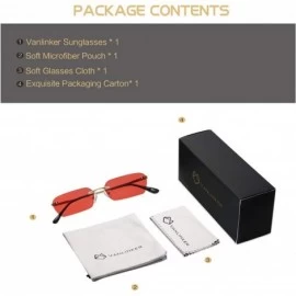 Rimless Square Sunglasses Rimless Sunglasses Small Shades UV400 VL9522E HALFWAY - C2 Red Lens - CW198CIGO4E $25.65