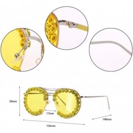 Square Womens Oversized Pearl Rhinestone Sunglasses Stylish Design Eyewear - Yellow02635 - CI199UKUR2N $13.49