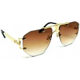 Rectangular Comissioner Rimless Oversized XL Aviator Luxury Sunglasses - Gold & Tortoise Frame - CP18XE6WOQ8 $26.40
