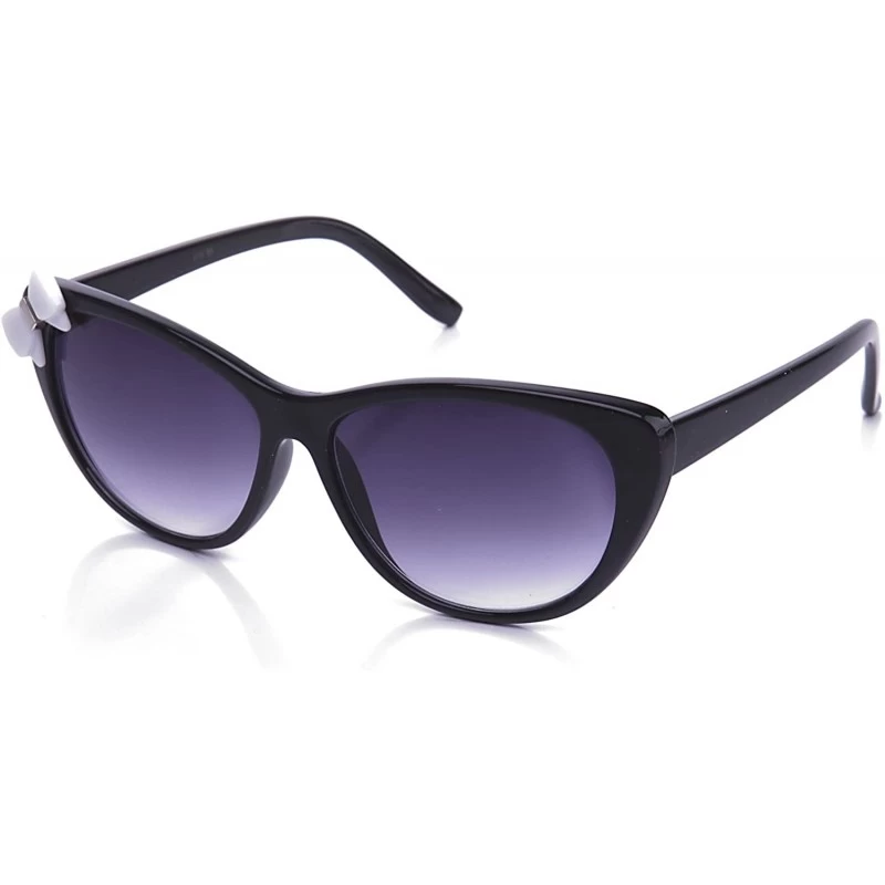Cat Eye Newbee Fashion Women High Fashion Elegant Cat Eye Sunglasses with Bow - Black/White - CP11DCO4PV3 $8.26