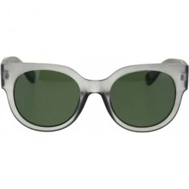 Rectangular Womens Thick Plastic Round Boyfriend Horn Rim Sunglasses - Slate Green - CI18RA7TZEX $18.57