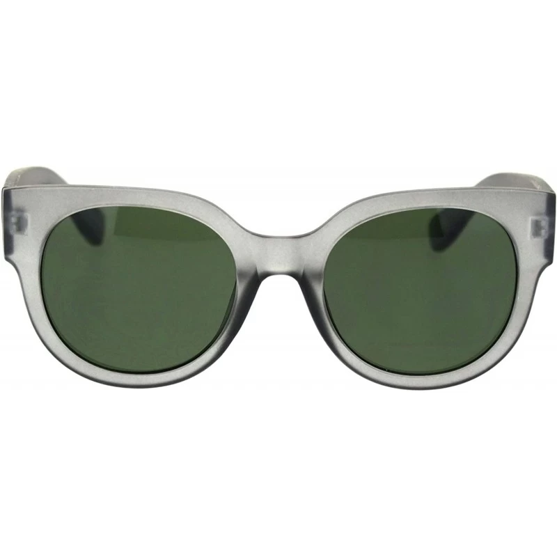 Rectangular Womens Thick Plastic Round Boyfriend Horn Rim Sunglasses - Slate Green - CI18RA7TZEX $9.53