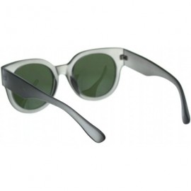 Rectangular Womens Thick Plastic Round Boyfriend Horn Rim Sunglasses - Slate Green - CI18RA7TZEX $9.53