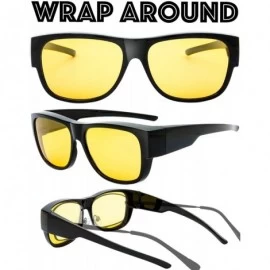 Goggle High Definition Polarized Wrap Around Shield Sunglasses for Glasses - Leather Eyeglasses Case - CX18R0XKN8A $37.68