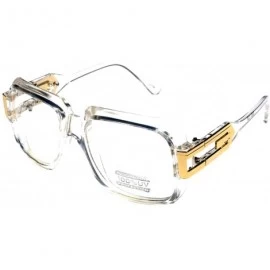 Square Large Classic Retro Square Frame Clear Lens Glasses with Gold Accent - Clear Gold - C718HOX457K $19.66