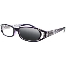 Rectangular Women Diamonds Transition Photochromic Reading Glasses UV400 Protect Sunglasses - Purple - C618DXO3WES $16.10