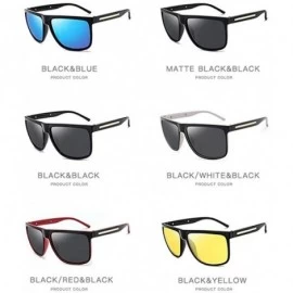Square Polarized Sunglasses Nigt vision for Men UV400 Driving Sunglasses Gradient Sun Glasses - Black Blue - CN199QCXTQ6 $8.75
