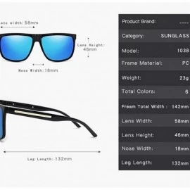 Square Polarized Sunglasses Nigt vision for Men UV400 Driving Sunglasses Gradient Sun Glasses - Black Blue - CN199QCXTQ6 $8.75