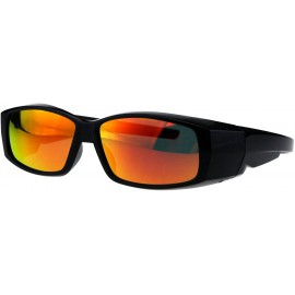Rectangular TAC Polarized Lens Fit Over Sunglasses Black Rectangular OTG Mirrored Lens - Black - C718R605XS2 $30.39