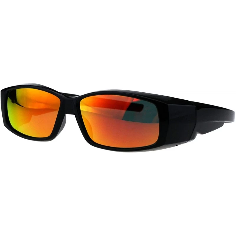 Rectangular TAC Polarized Lens Fit Over Sunglasses Black Rectangular OTG Mirrored Lens - Black - C718R605XS2 $25.67