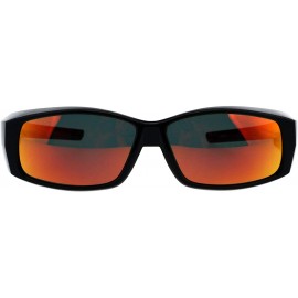 Rectangular TAC Polarized Lens Fit Over Sunglasses Black Rectangular OTG Mirrored Lens - Black - C718R605XS2 $28.03