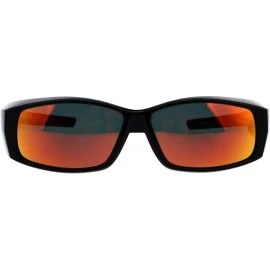 Rectangular TAC Polarized Lens Fit Over Sunglasses Black Rectangular OTG Mirrored Lens - Black - C718R605XS2 $25.67