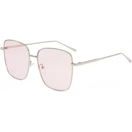 Cat Eye Color Lens Sunglasses Stylish Sunnies Eyewear Metal Sunglasses - T - Pink(silver Frame) - CU190U296GI $33.38