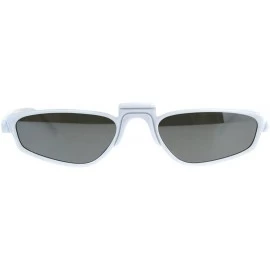 Rectangular Unisex Mirrored Lens Rectangular Plastic Pimp Retro Vintage Sunglasses - White Black - CU18CMR4UYC $11.47
