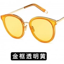 Shield Fashion Ladies Round Eye Classic Women Reflective Sunglasses Tinted Color Lens Big Frame Sun Glasses - 5 - CI198ZYQC5S...