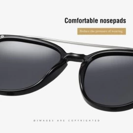 Aviator Unisex Round Polarized Sunglasses for Men Women Double Bridge Frame UV400 Protection 8065 - Black - CX1962YKYHK $8.06