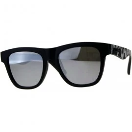 Square KUSH Sunglasses Unisex Square Horn Rimmed Black Frame Mirrored UV 400 - Matte Black Grey Camo (Silver Mirror) - CK18CR...