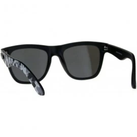 Square KUSH Sunglasses Unisex Square Horn Rimmed Black Frame Mirrored UV 400 - Matte Black Grey Camo (Silver Mirror) - CK18CR...