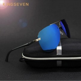 Rectangular Genuine quality rimless pilot sunglasses ultra light Al-Mg fashion polarized and UV400 - Night Vision - C218GA3GA...