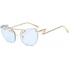 Rimless Retro Cateye Rimless Polarized Sunglasses UV Protection Marine Lens Lightweight Metal Temple Glasses for Women - CK18...