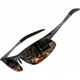 Rimless Mens Sports Polarized Sunglasses UV Protection Fashion Sunglasses for Men Fishing Driving - Black Lens Grey Frame - C...