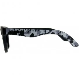 Square KUSH Sunglasses Unisex Square Horn Rimmed Black Frame Mirrored UV 400 - Matte Black Grey Camo (Silver Mirror) - CK18CR...