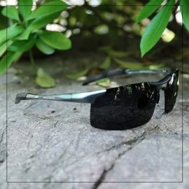 Rimless Mens Sports Polarized Sunglasses UV Protection Fashion Sunglasses for Men Fishing Driving - Black Lens Grey Frame - C...
