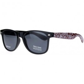 Rectangular Mens Bandana Print Arm Hipster Horn Rim Plastic Sunglasses - Shiny Black Red - CE18QMQM2U5 $19.86